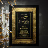 Stylish Black Gold 60th Birthday Party 招待状