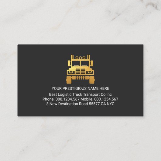 Stylish Black Gold Corners Trucker 名刺 (裏面)