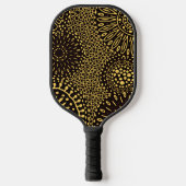 Stylish Black Gold Ethnic Floral Pickleball Paddle ピックルボールラケット (正面)