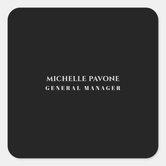 Stylish Black & Grey Simple Plain Professional スクエアシール (正面)