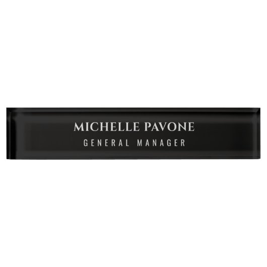 Stylish Black & Grey Simple Plain Professional デスクネームプレート (正面)