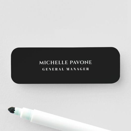 Stylish Black & Grey Simple Plain Professional 名札 (インサイチュ)