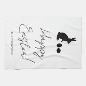 Stylish Black Happy Easter With Bunny Silhouette キッチンタオル (横)