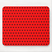 Stylish Black Hearts Pattern On Striking Red マウスパッド (正面)