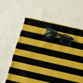 Stylish Black M Gold Striped Towel Add Your Name ビーチタオル (インサイチュ)