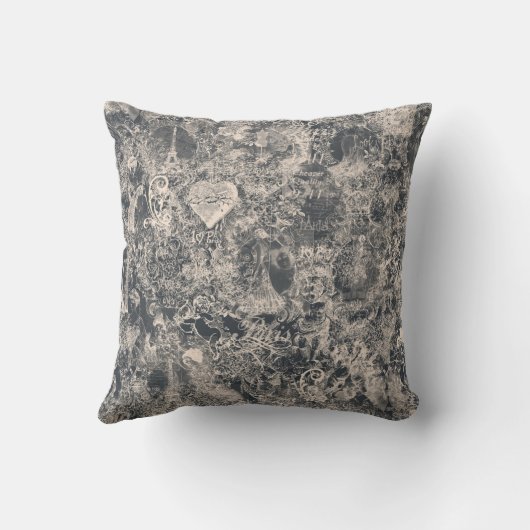 Stylish Black Paris Toile Design クッション (裏面)