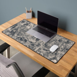 Stylish Black Paris Toile Design デスクマット