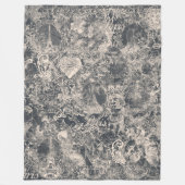 Stylish Black Paris Toile Design フリースブランケット (正面)