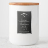 Stylish Black Product Label Silver Frame Monogram フードラベル (正面)