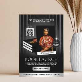 Stylish Black & Silver Author Book Launch Release チラシ