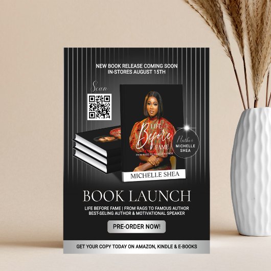 Stylish Black & Silver Author Book Launch Release チラシ