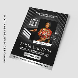 Stylish Black & Silver Author Book Launch Release チラシ