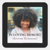 Stylish Black Square Photo Funeral スクエアシール (正面)
