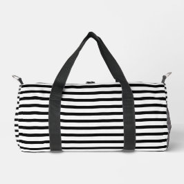 Stylish Black Stripes on White ダッフルバッグ