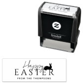 Stylish Black Typography And Bunny Happy Easter セルフインキングスタンプ (インサイチュ)