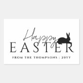 Stylish Black Typography And Bunny Happy Easter 長方形シール (正面)