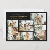 Stylish Black Typography Photo Collage Christmas シーズンカード (正面)