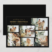 Stylish Black Typography Photo Collage Christmas シーズンカード (正面/裏面)