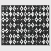 Stylish Black White Equestrian Diamond Pattern ラッピングペーパー (フラット)