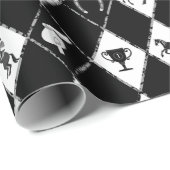 Stylish Black White Equestrian Diamond Pattern ラッピングペーパー (ロールコーナー)