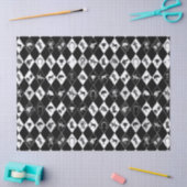 Stylish Black White Equestrian Diamond Pattern 薄葉紙 (クラフト)