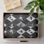 Stylish Black White Equestrian Diamond Pattern 薄葉紙 (ギフト)