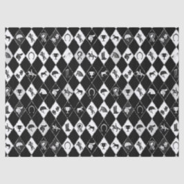 Stylish Black White Equestrian Diamond Pattern 薄葉紙