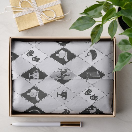 Stylish Black White Equestrian Diamond Pattern 薄葉紙 (ギフト)