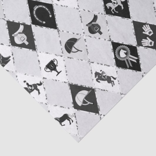 Stylish Black White Equestrian Diamond Pattern 薄葉紙 (詳細)