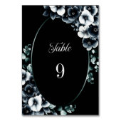 Stylish Black White Floral Wedding Table Number テーブルナンバー (正面)