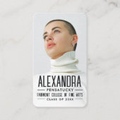 Stylish Black White Graduate Networking Photo QR  名刺 (正面)