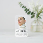 Stylish Black White Graduate Networking Photo QR  名刺 (スタンド正面)