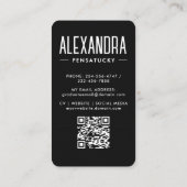 Stylish Black White Graduate Networking Photo QR  名刺 (裏面)