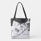 Stylish Black & White Original Stipple Art Floral トートバッグ (裏面)