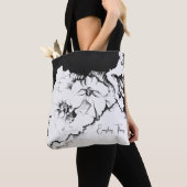 Stylish Black & White Original Stipple Art Floral トートバッグ (クローズアップ)