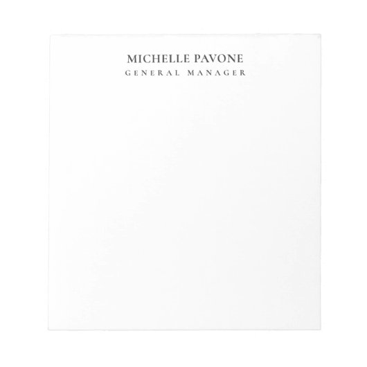 Stylish Black & White Simple Plain Professional ノートパッド (正面)