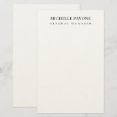 Stylish Black & White Simple Plain Professional 便箋 (正面/裏面)