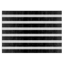 Stylish Black White Stripes Glass Kitchen Cutting  カッティングボード