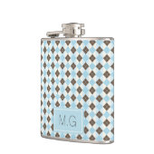 Stylish Blue and Brown Argyle Pattern Monogram フラスク (左)