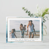 Stylish Blue&Beige Marble Photo Christmas シーズンカード (スタンド正面)