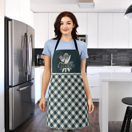 Stylish Blue & Cream Tartan – Perfect for Cooking エプロン