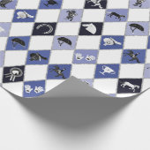 Stylish Blue Equestrian Diamond Pattern ラッピングペーパー (角)