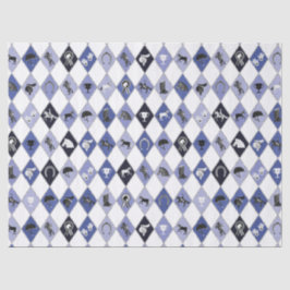 Stylish Blue Equestrian Diamond Pattern 薄葉紙