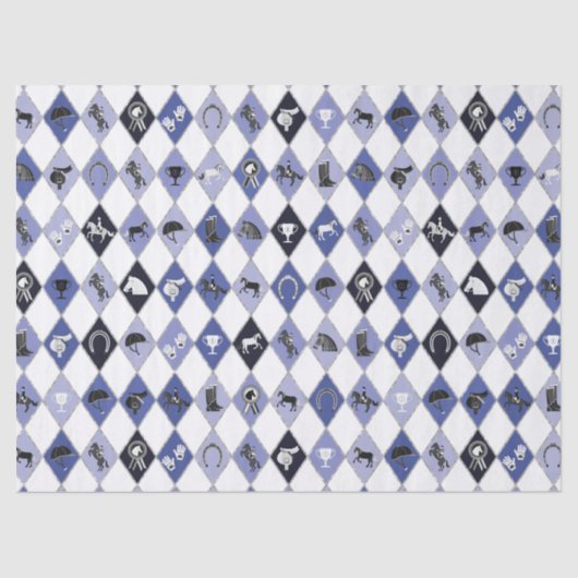 Stylish Blue Equestrian Diamond Pattern 薄葉紙 (正面)