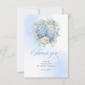 Stylish Blue Hydrangea Eucalyptus thank you card 出欠カード (正面)