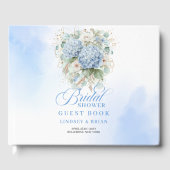 Stylish blue hydrangeas gold boho bridal shower   ゲストブック (正面)