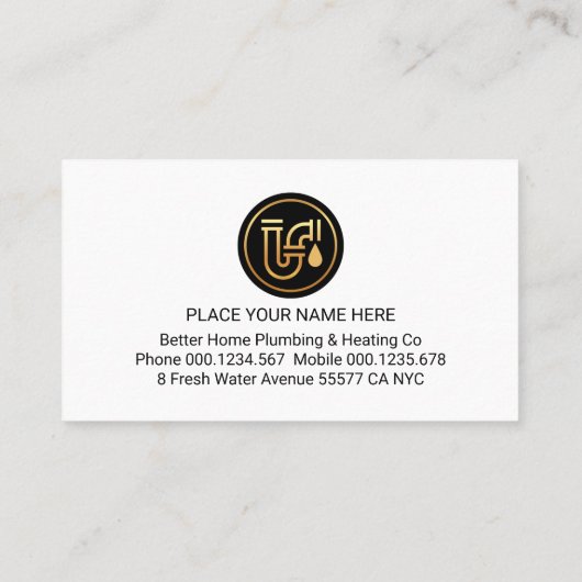 Stylish Blue Plumber Pipes Home Frame 名刺 (裏面)