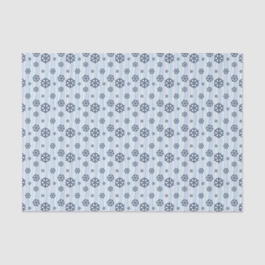 Stylish Blue Snowflake Pattern 薄葉紙 (正面)