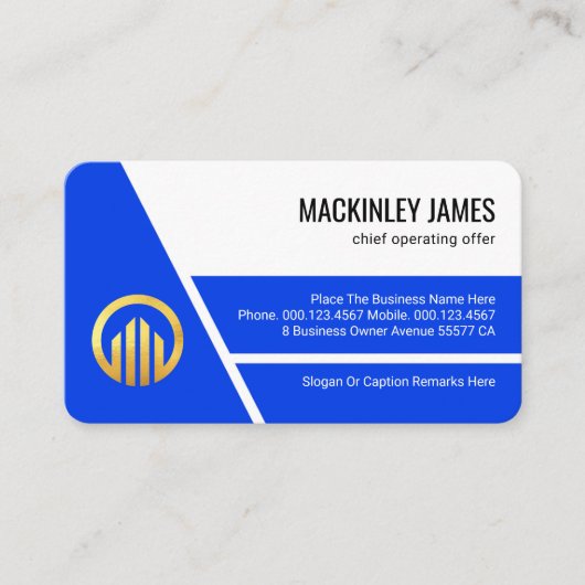 Stylish Blue Trapezium Layers Business Owner 名刺 (正面)