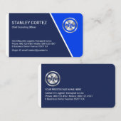 Stylish Blue Trapezium Layers Business Owner 名刺 (正面/裏面)